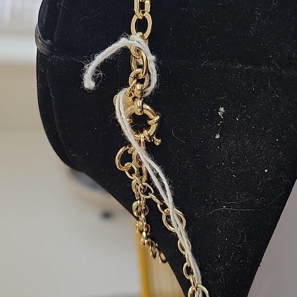 J Crew Venus Flytrap goldtone necklace with midnight blue acrylic stones - Picture 3 of 5